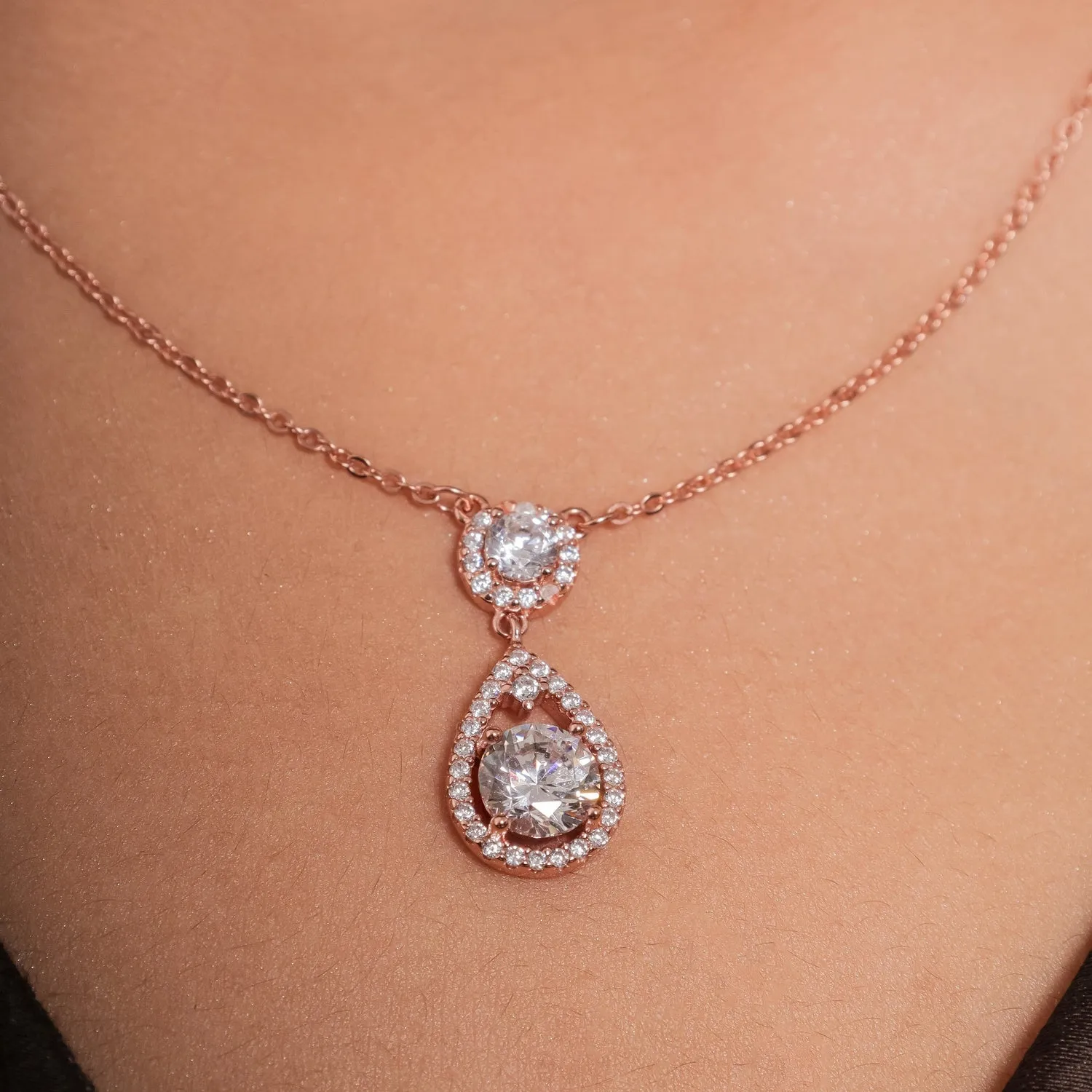Sparkling Solitaire Drop Pendant