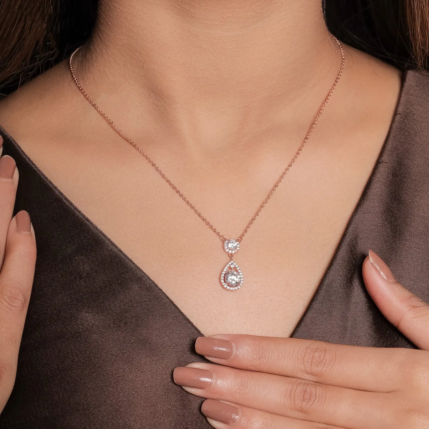 Sparkling Solitaire Drop Pendant
