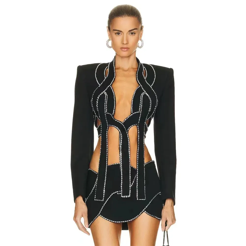 Square Collar See Through Mini Bodycon Dress HT2016