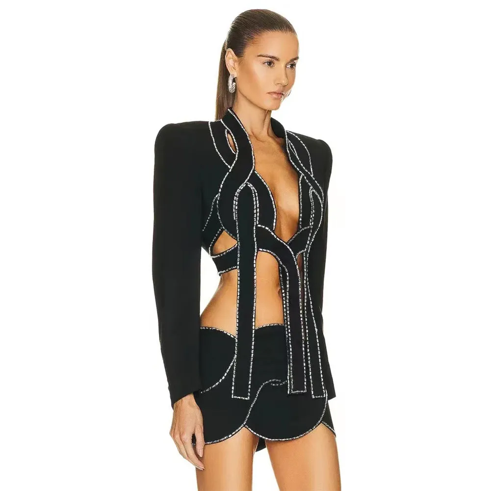 Square Collar See Through Mini Bodycon Dress HT2016