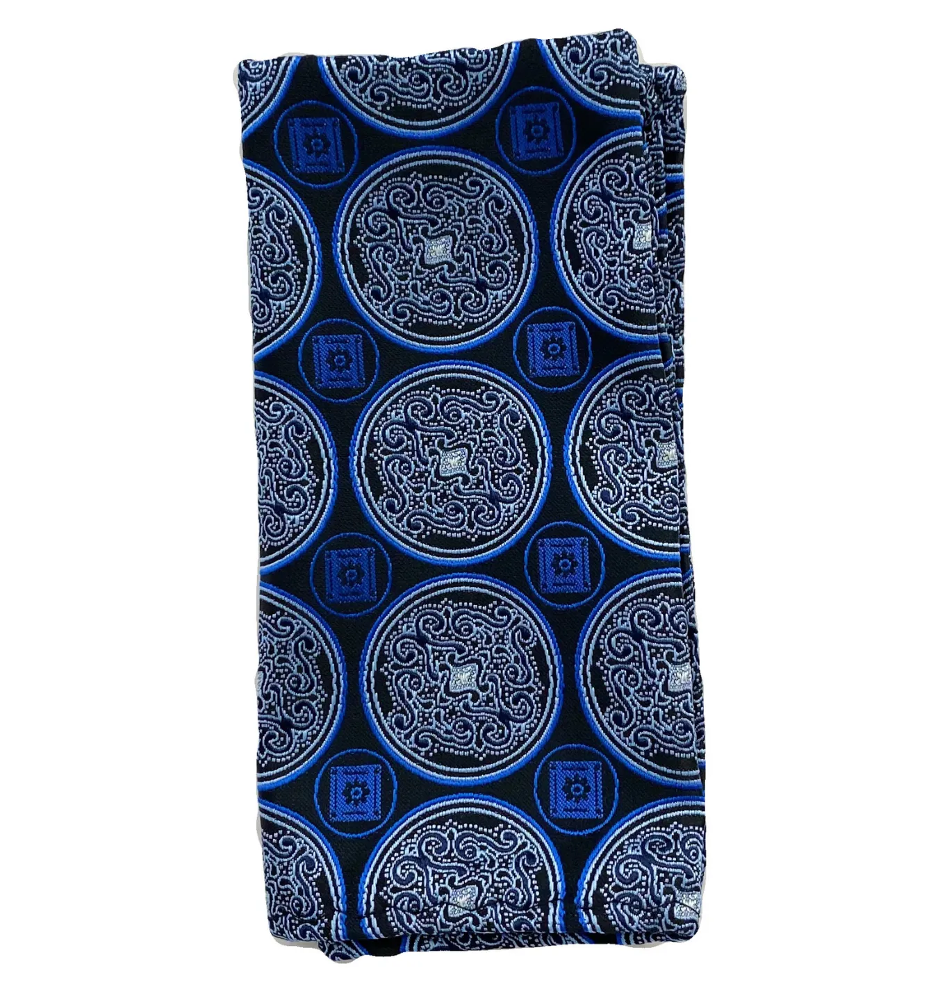 Stacy Adams Tie and Handkerchief - Black and Blue Medallion T18