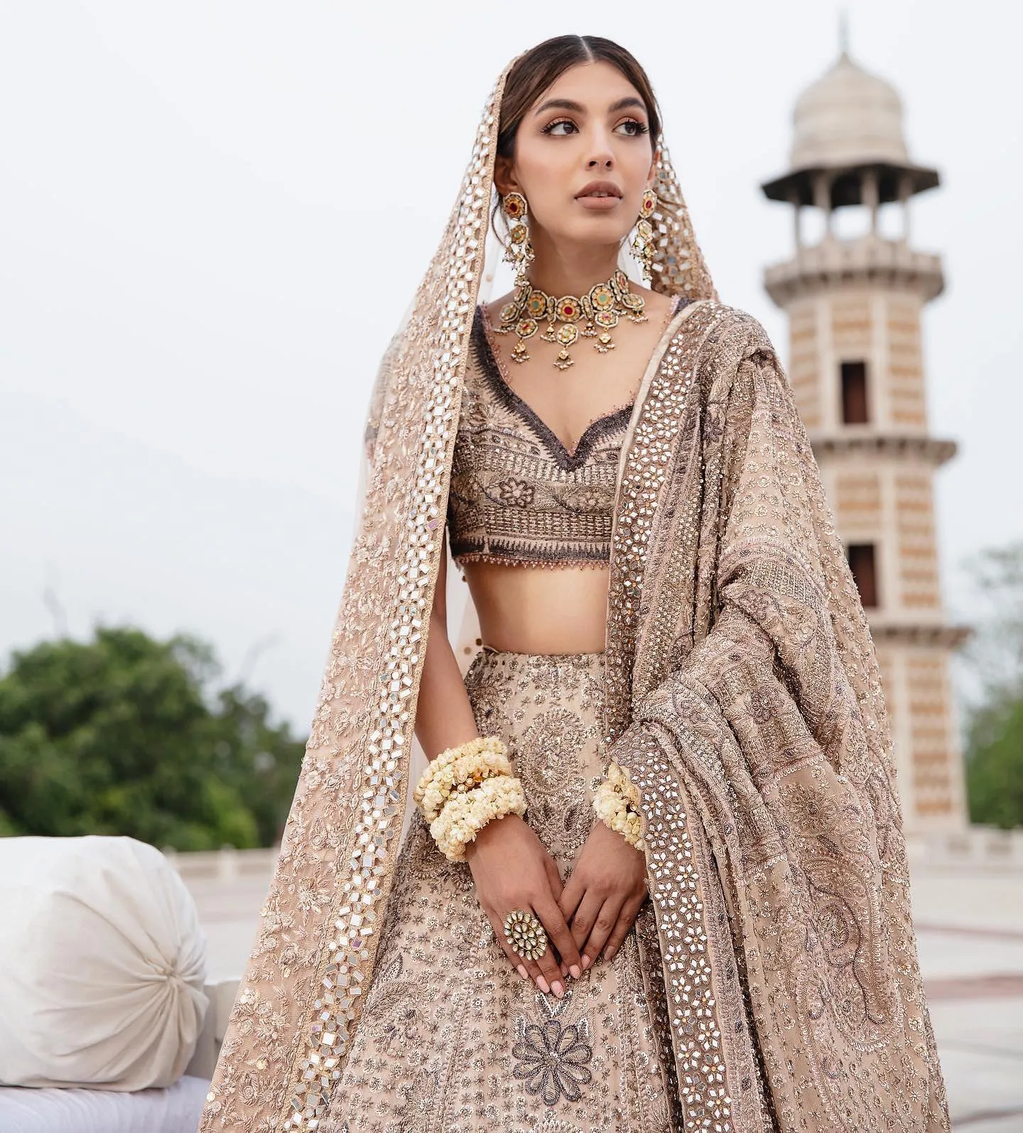 Tea Pink Bridal Lehenga with Choli and Dupatta Dress