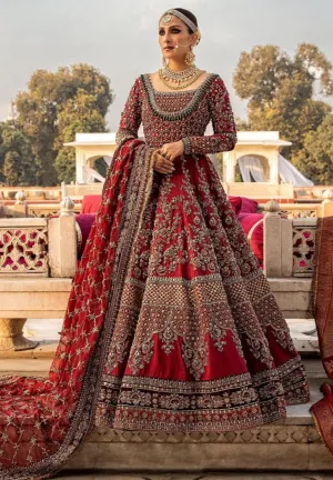 Tena Durrani Red Bridal Dress Pakistani in Royal Pishwas Frock Style