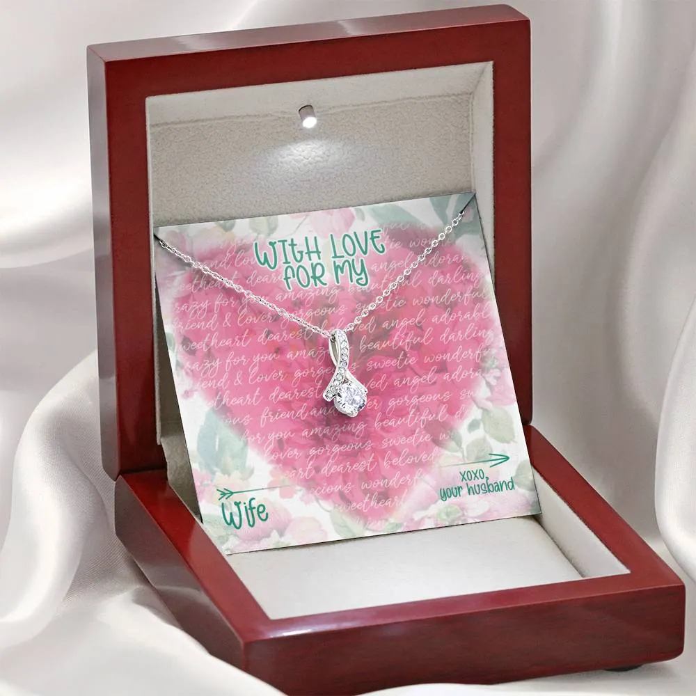 To My Wife Sparkling Necklace Gift with Message