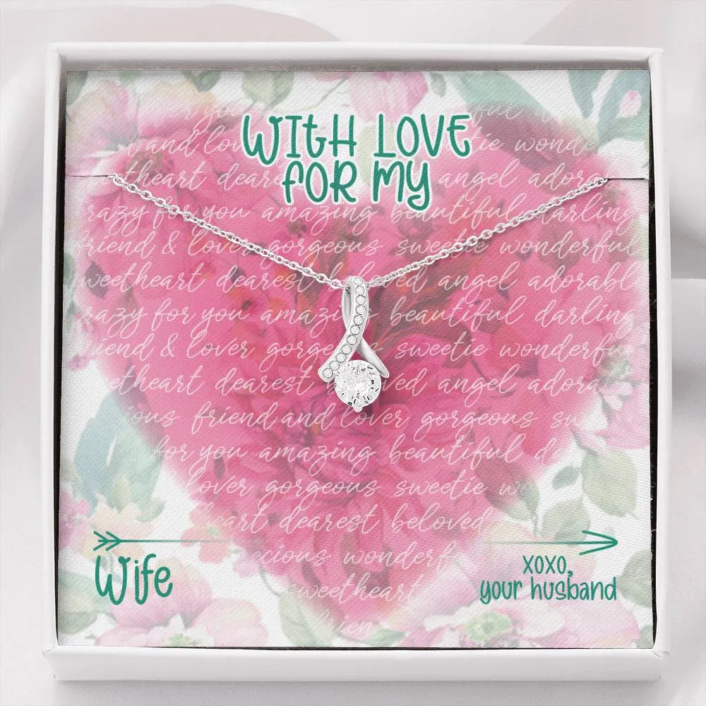 To My Wife Sparkling Necklace Gift with Message
