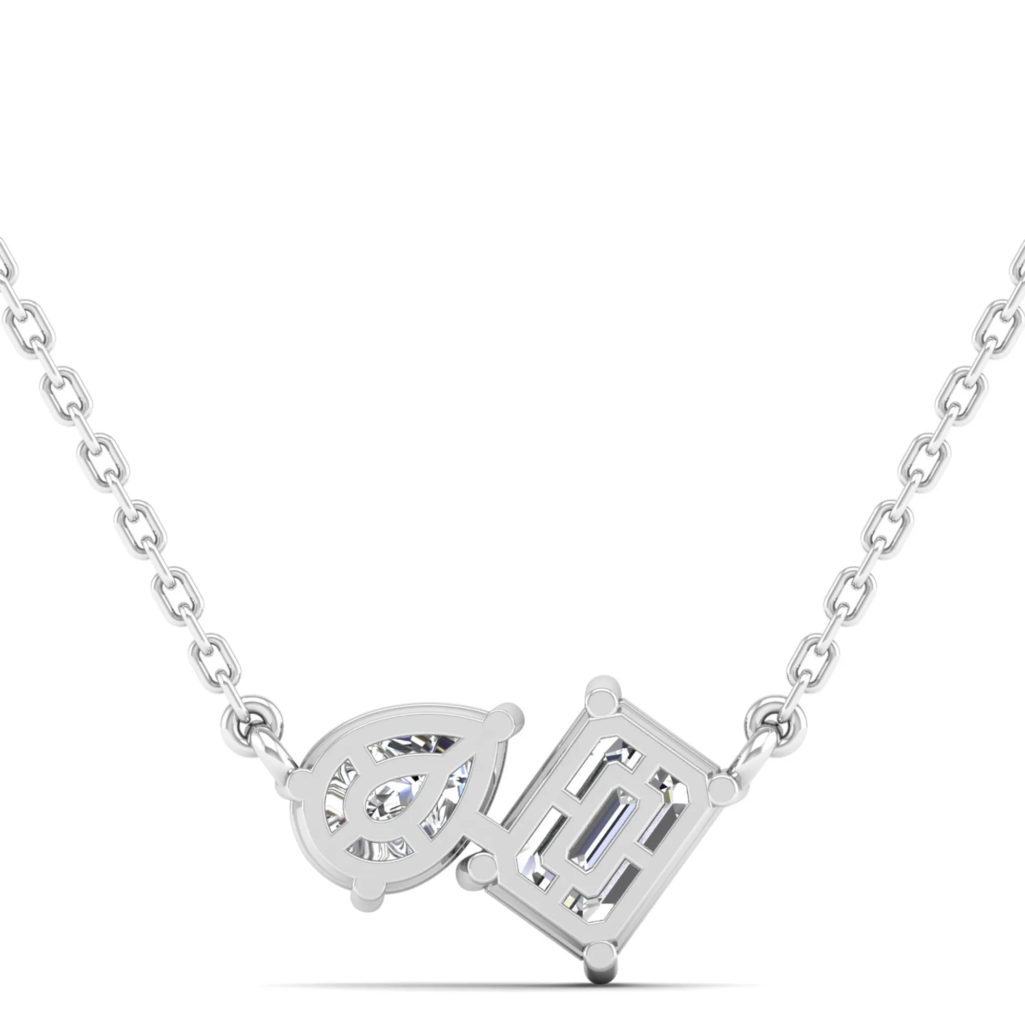 Toi et Moi Pear and Emerald Lab Diamond Necklace