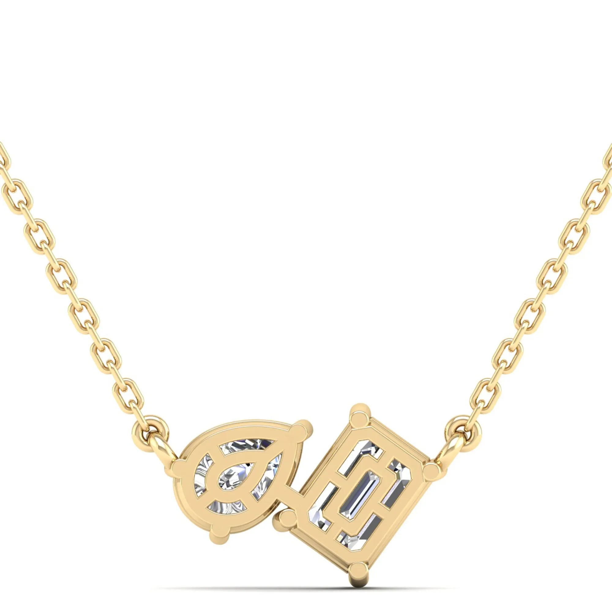 Toi et Moi Pear and Emerald Lab Diamond Necklace