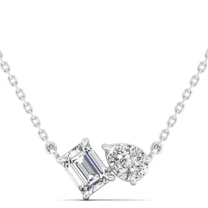Toi et Moi Pear and Emerald Lab Diamond Necklace