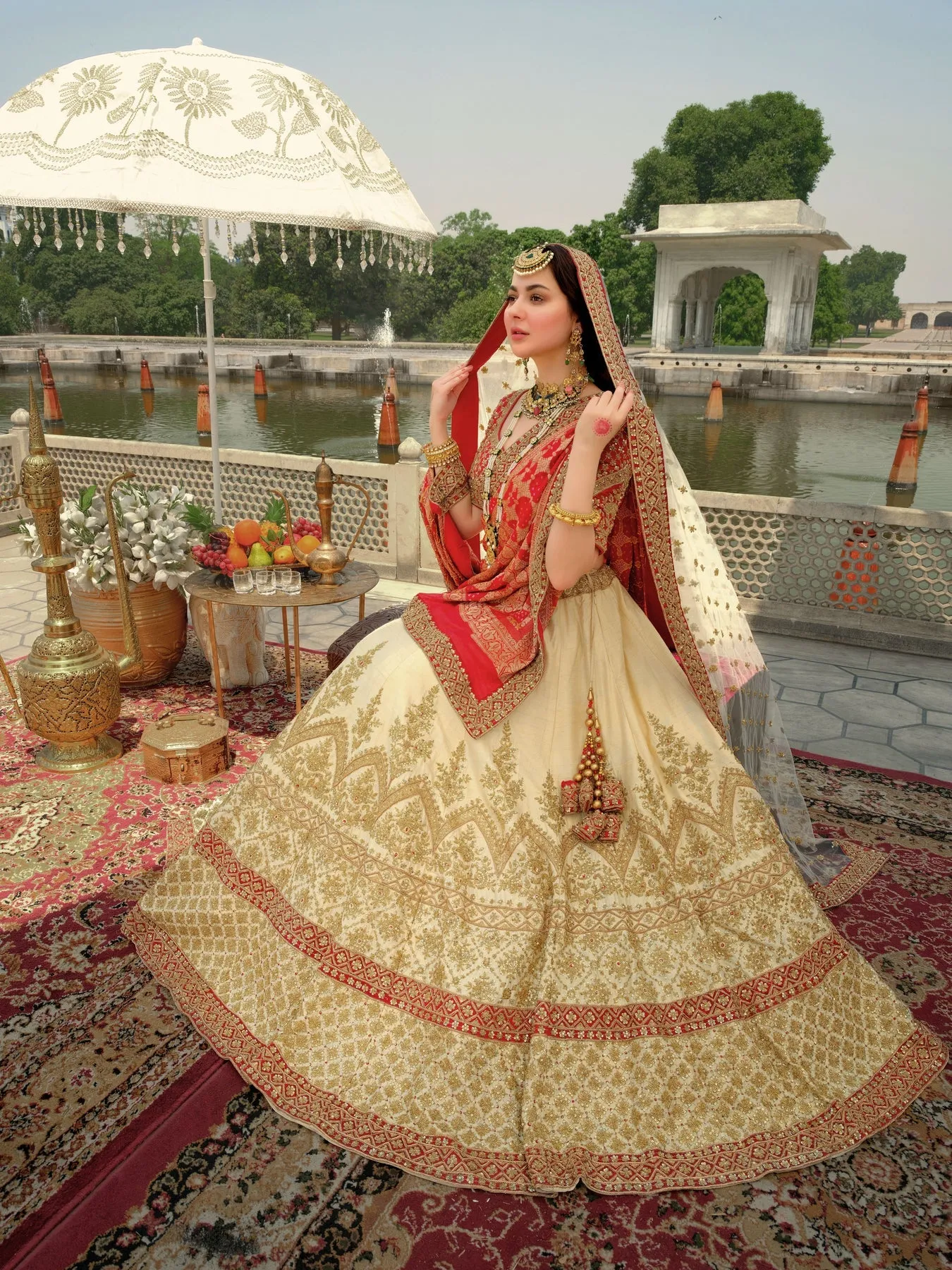 Traditional Pakistani Bridal Lehenga Choli with Dupatta