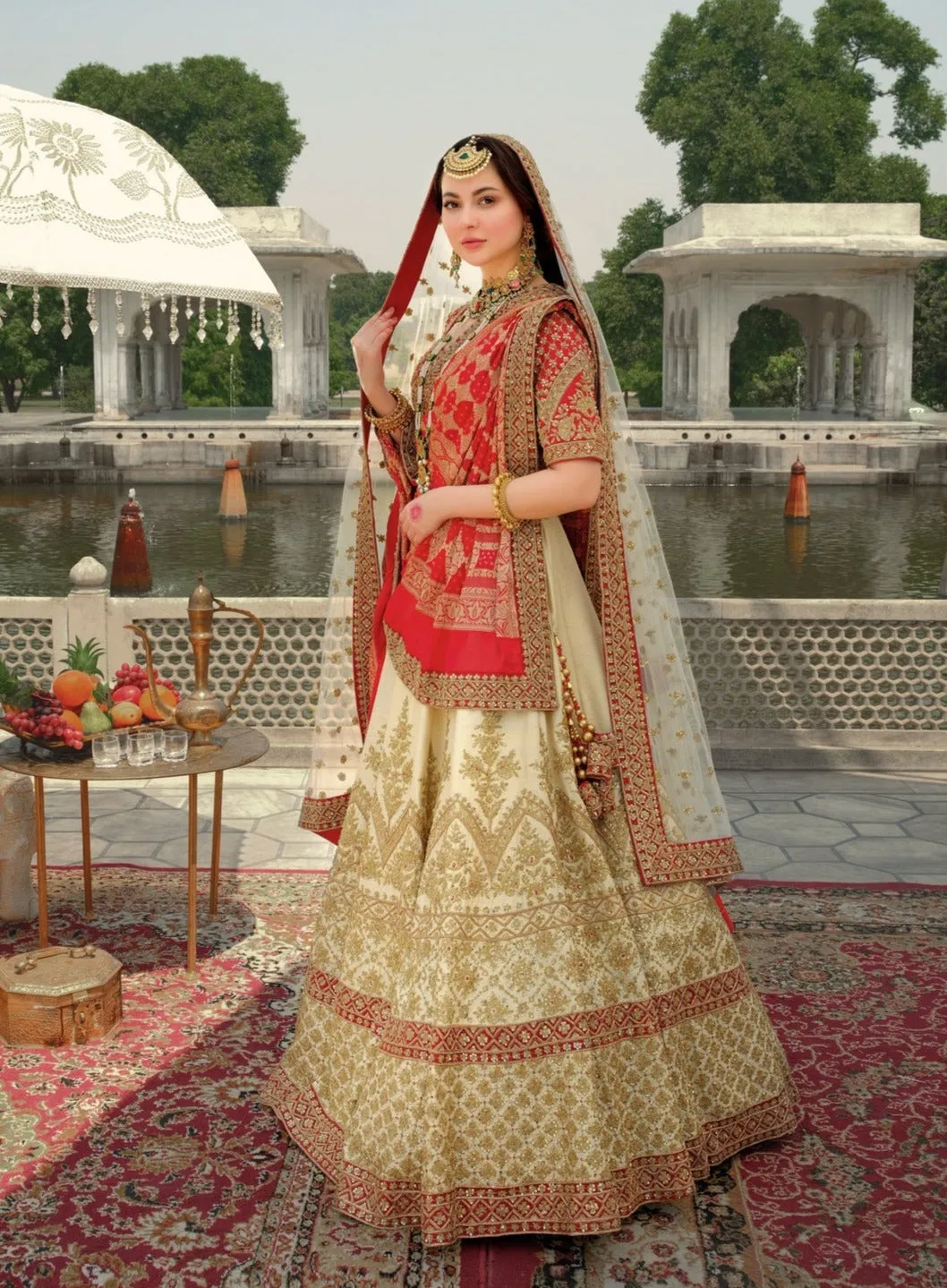 Traditional Pakistani Bridal Lehenga Choli with Dupatta