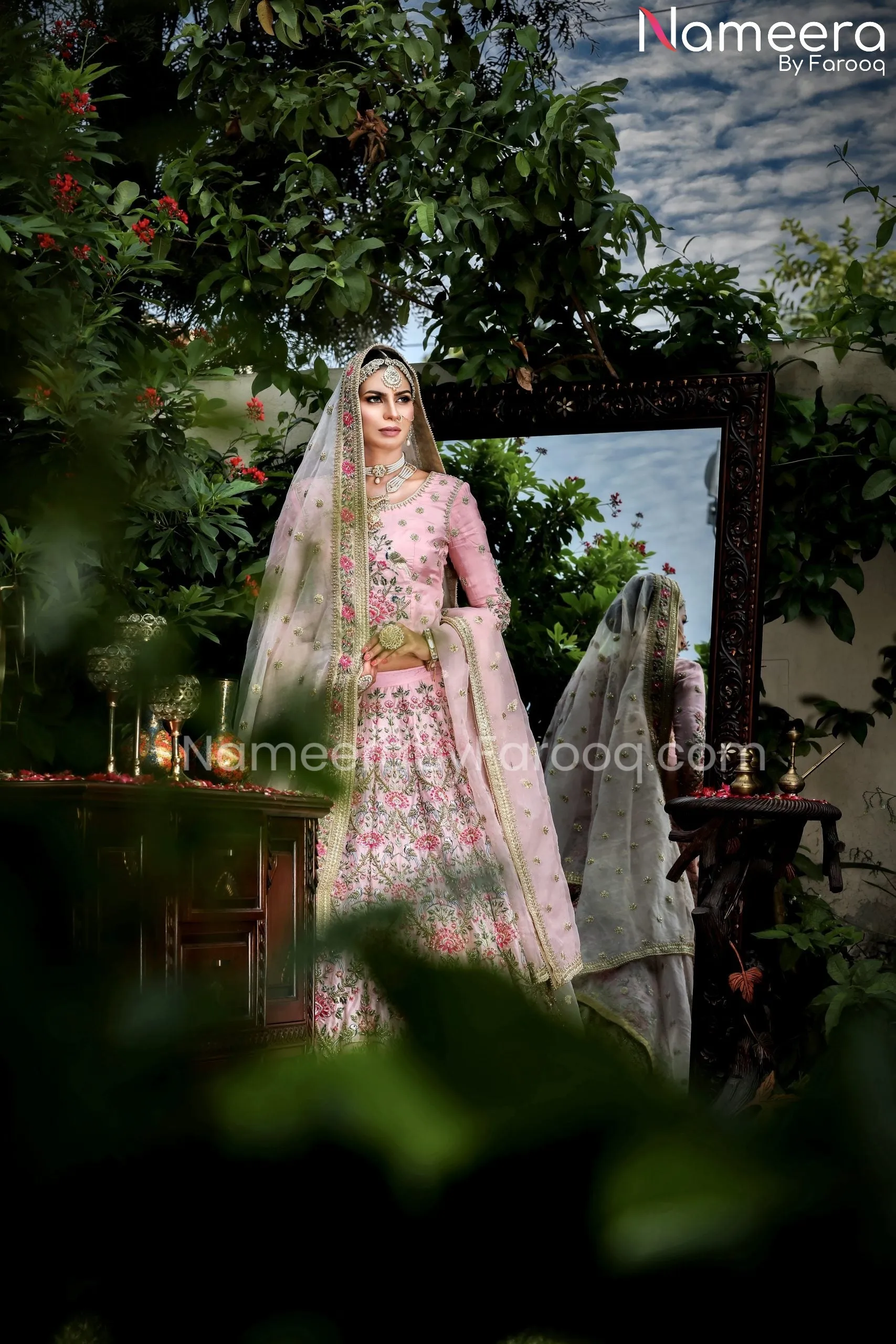 Traditional Pakistani Pink Bridal Lehenga Dress #BS603