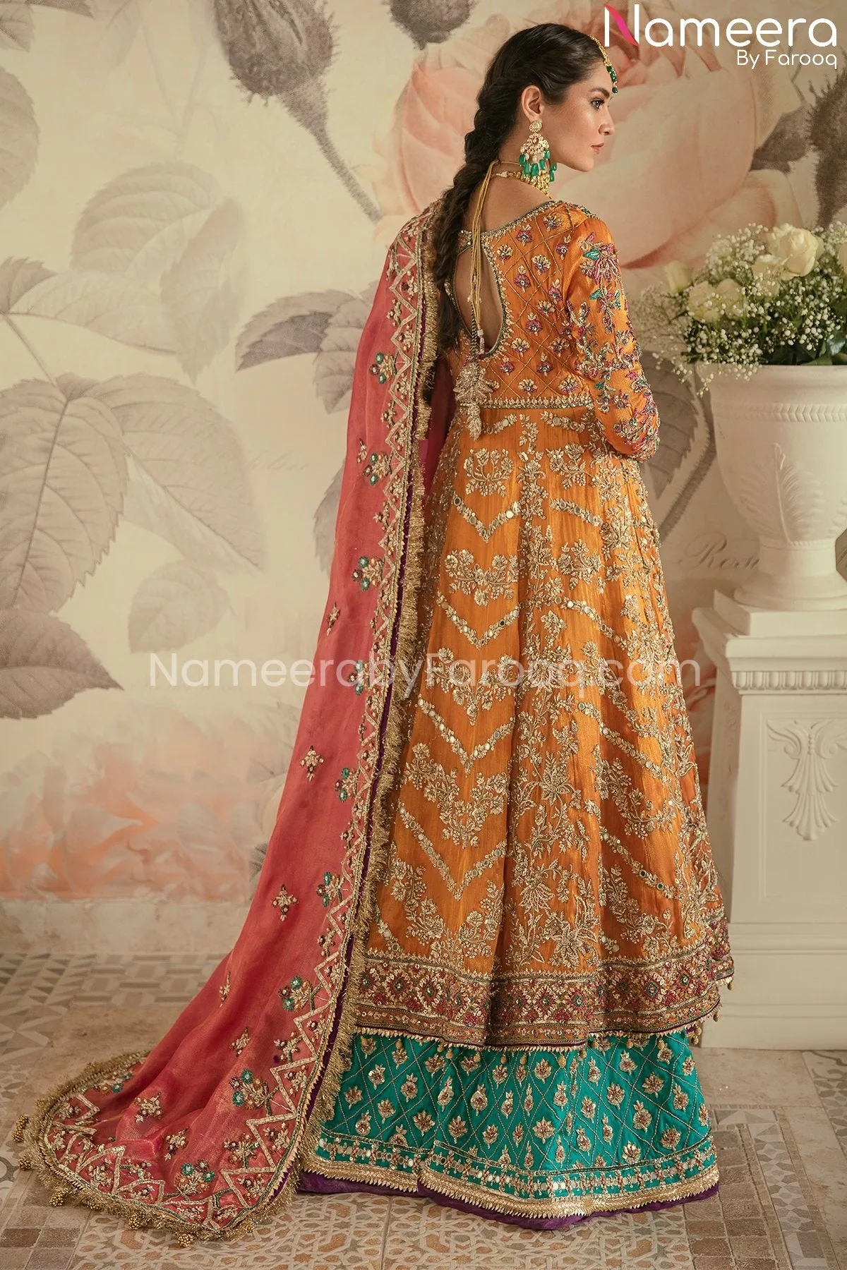 Traditional Pishwas and Sharara Mehndi Dress #BS692