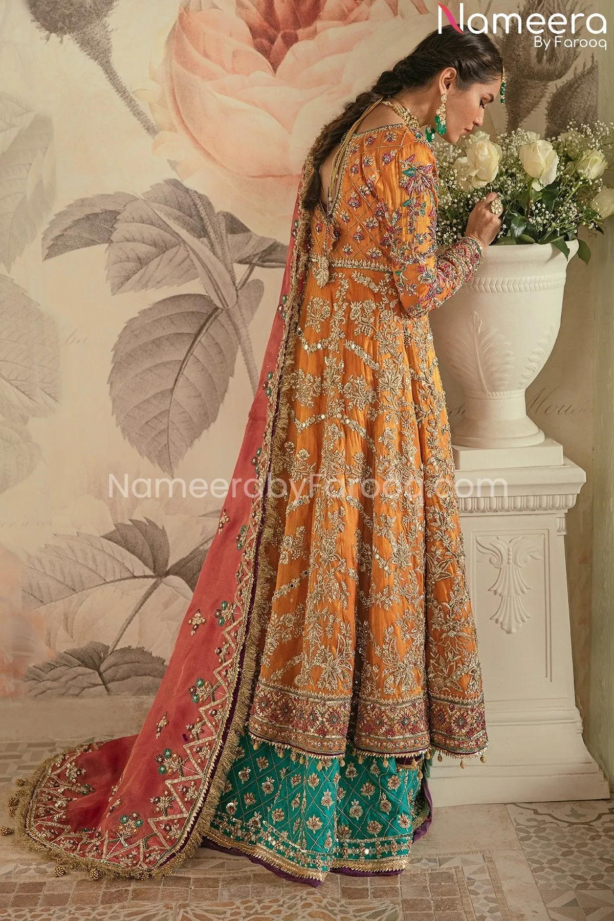 Traditional Pishwas and Sharara Mehndi Dress #BS692