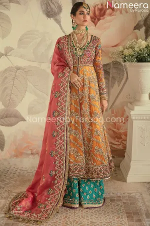Traditional Pishwas and Sharara Mehndi Dress #BS692