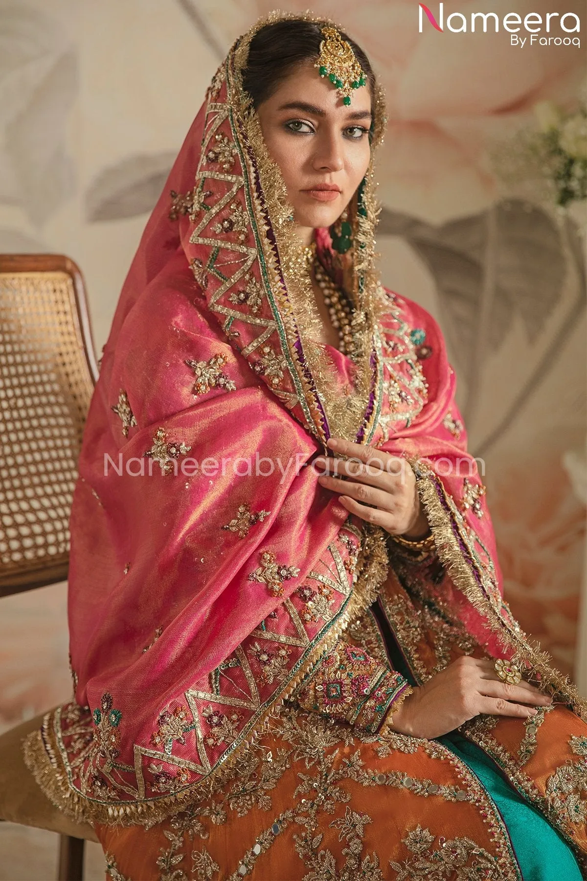 Traditional Pishwas and Sharara Mehndi Dress #BS692