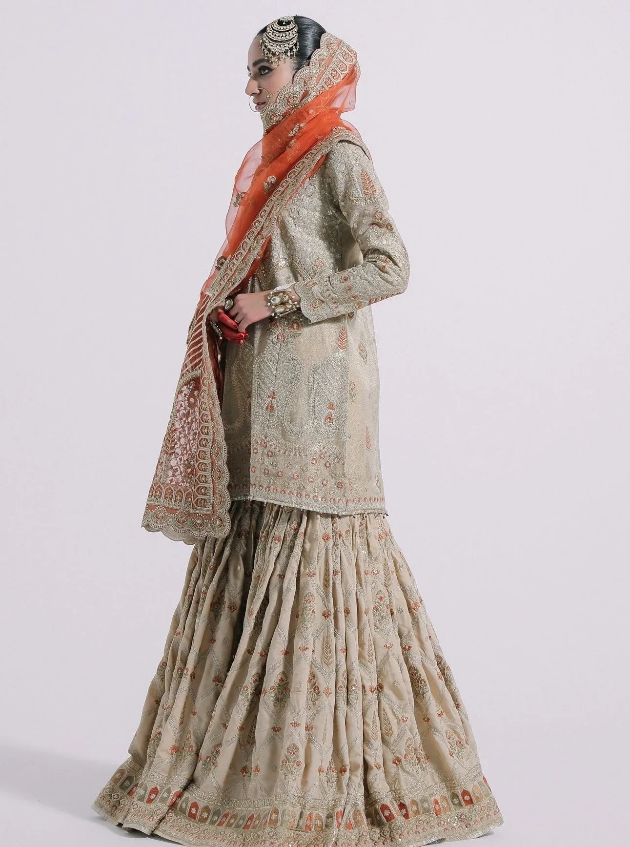 Traditional Rust Orange Sharara for Indian Bridal Wear