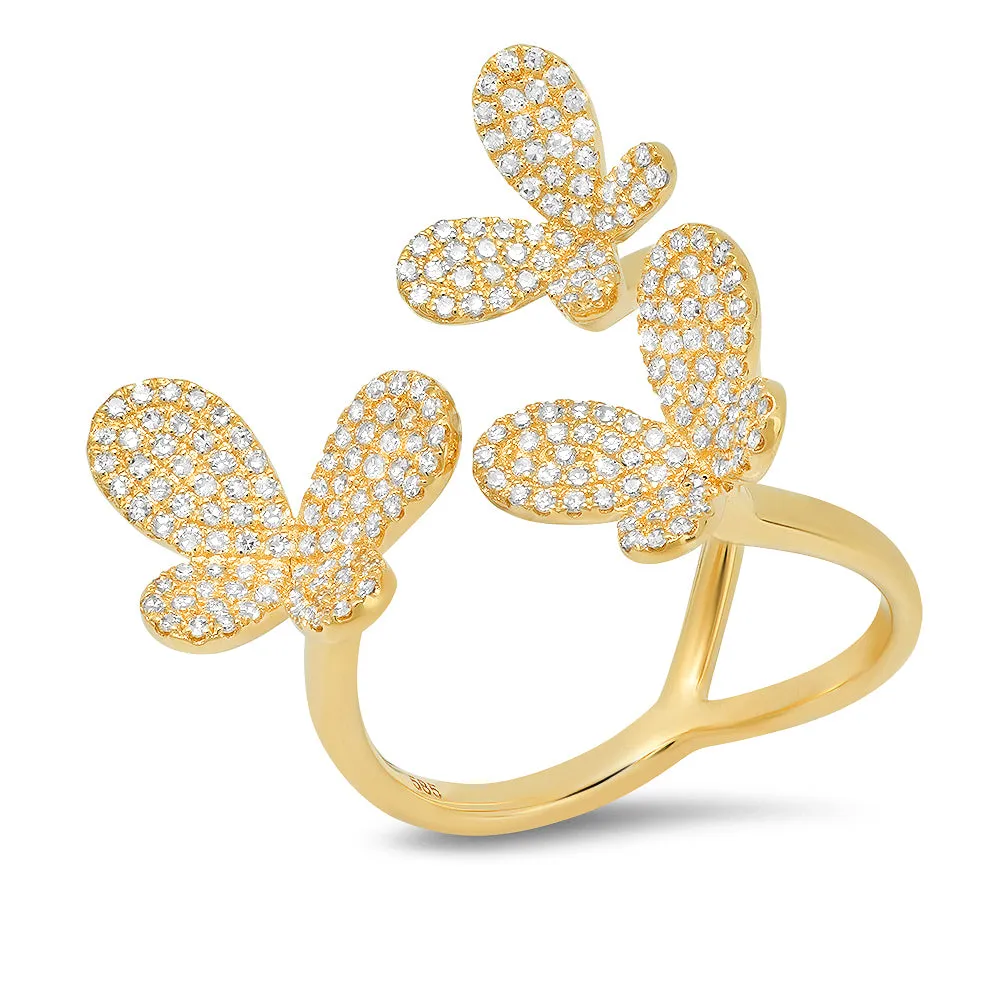 Tri Butterfly Open Branch Ring
