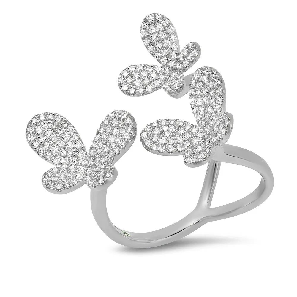 Tri Butterfly Open Branch Ring