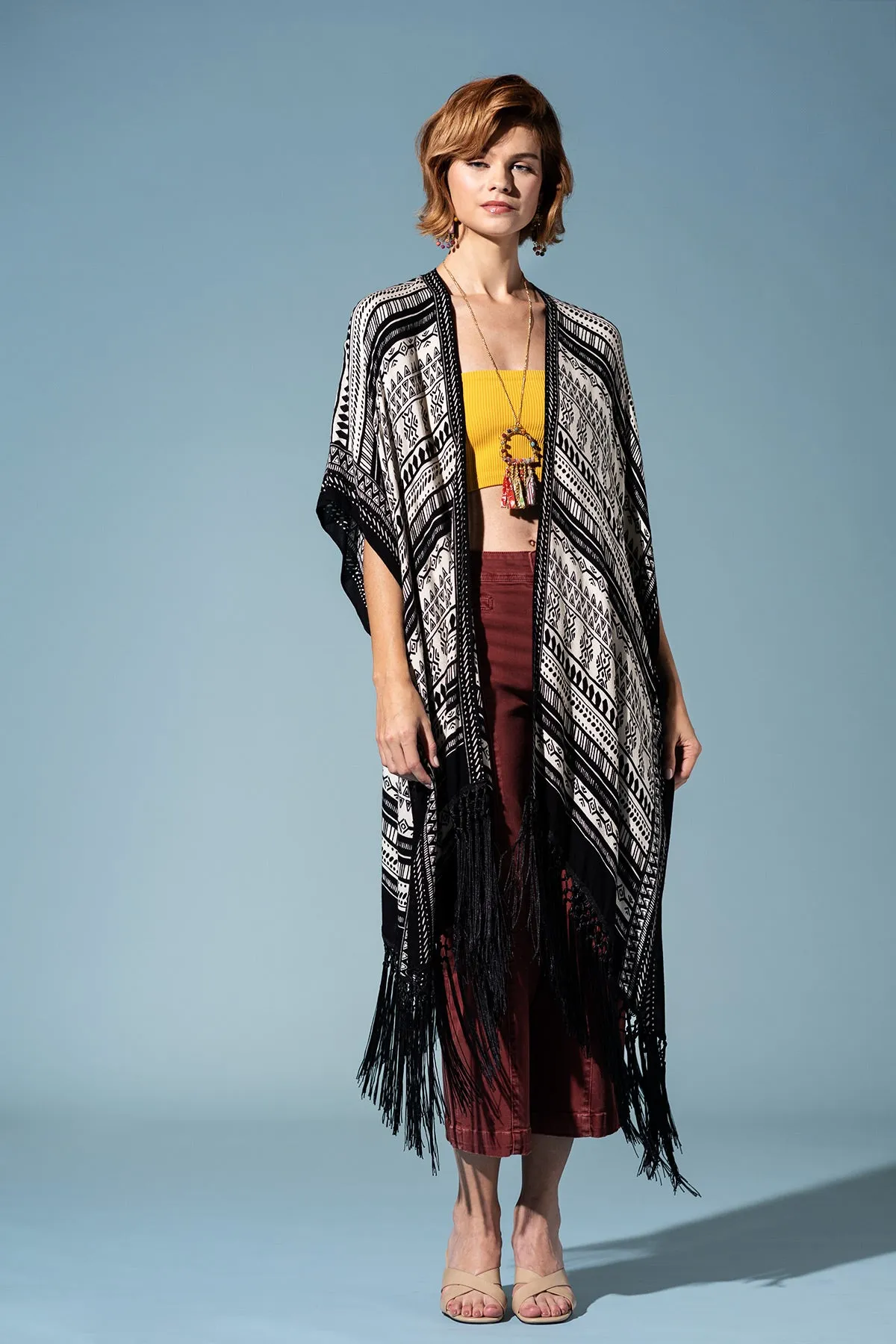 Tribal Fringe Flow Kimono