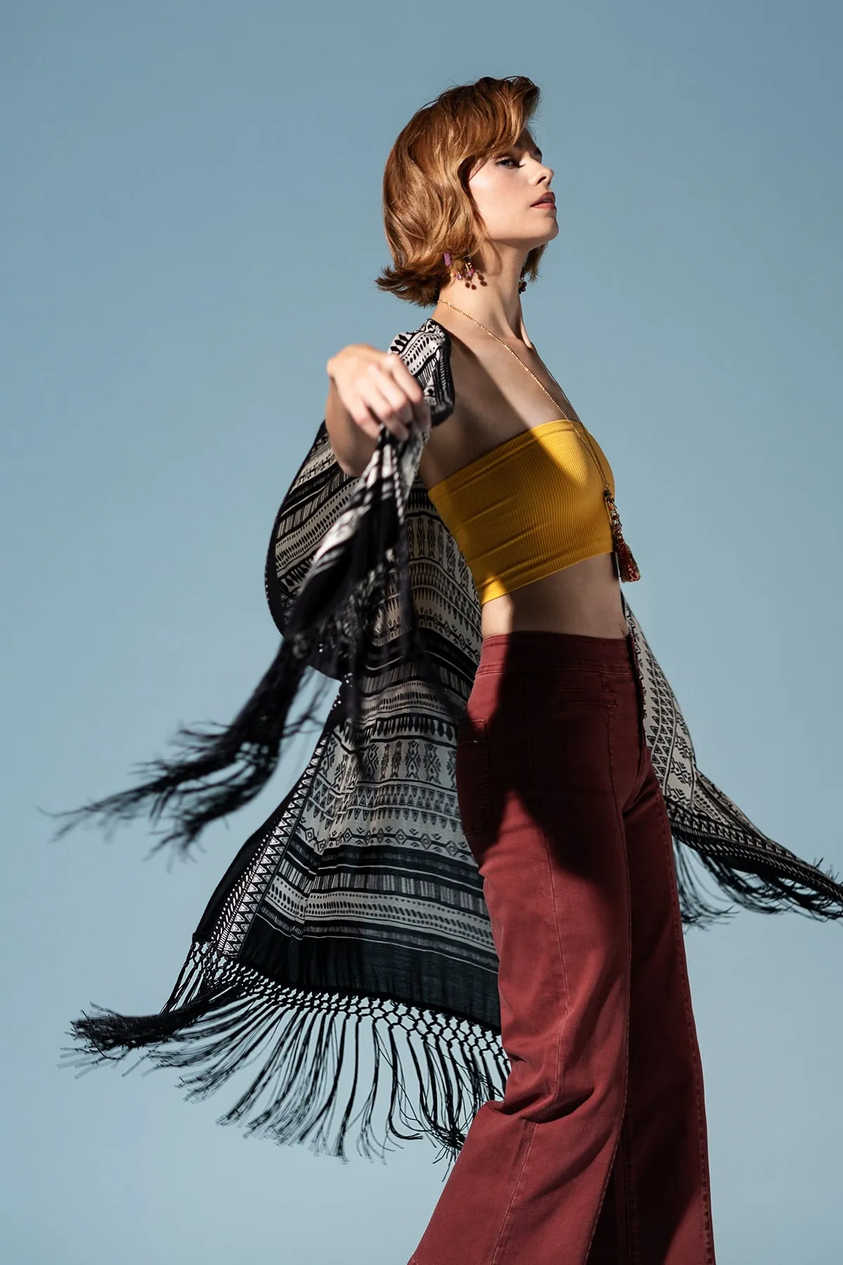Tribal Fringe Flow Kimono