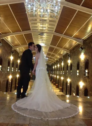 Two-tier Cathedral Length Veil with Embellished Alencon Lace