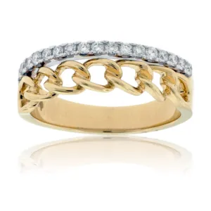 Two Toned Yellow & White Gold Diamond Link Ring
