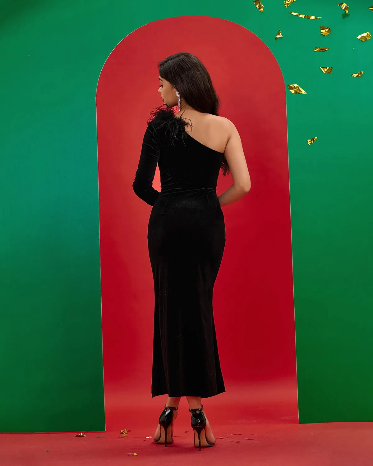 Velvet Asymmetric Party Gown