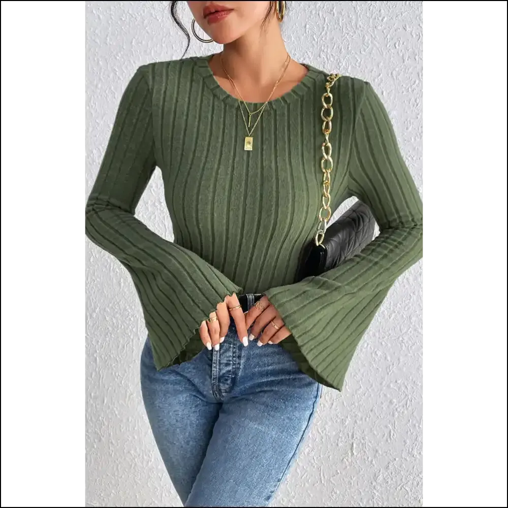 Vineyard Green Ribbed Bell Sleeve: Wine not Dress Like this ? 🍷 Needful Things