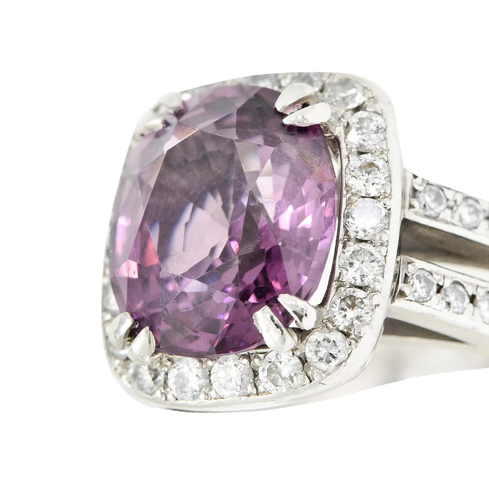 Vintage 4.74 CTW No Heat Spinel Diamond Platinum Cocktail Ring GIA