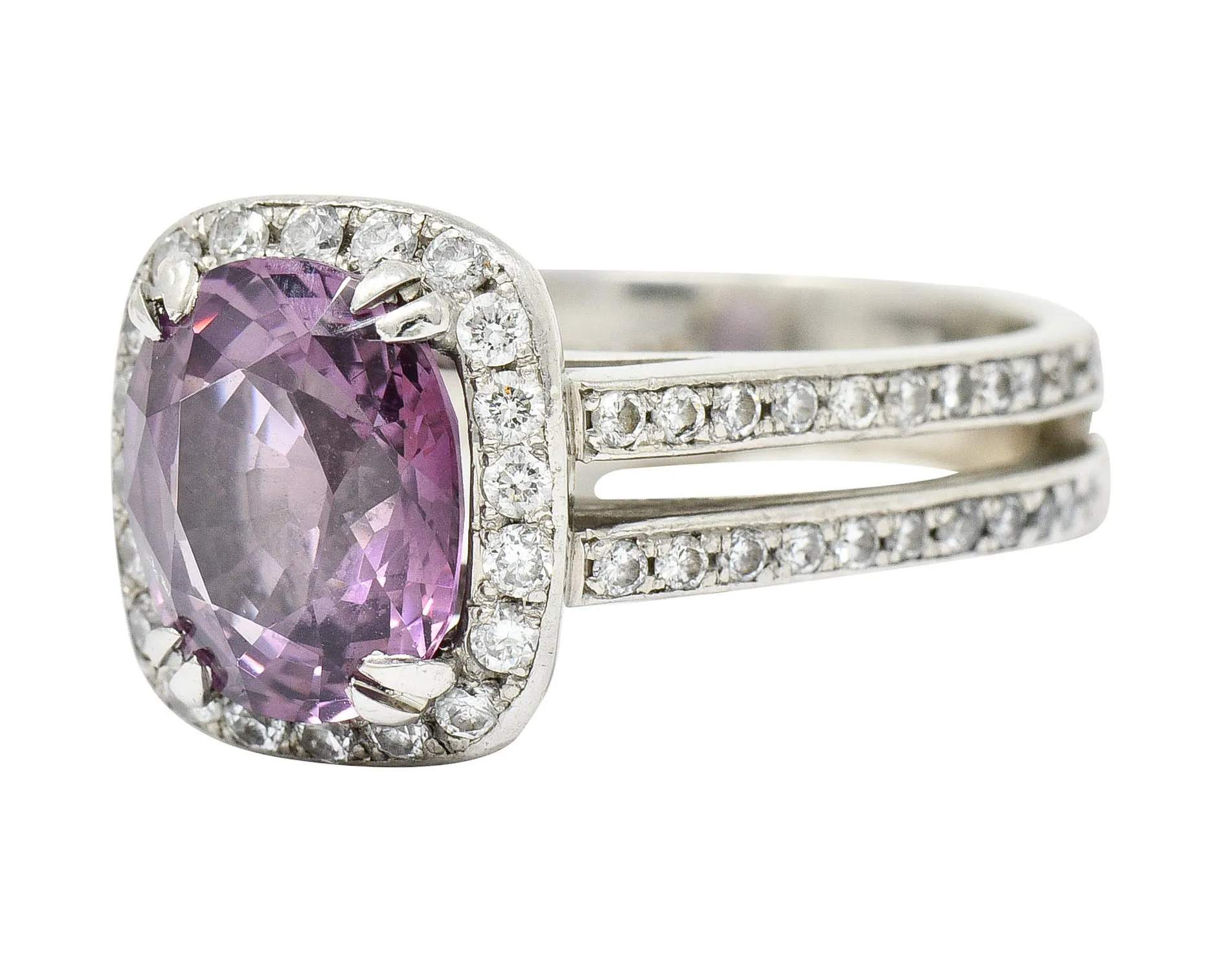 Vintage 4.74 CTW No Heat Spinel Diamond Platinum Cocktail Ring GIA