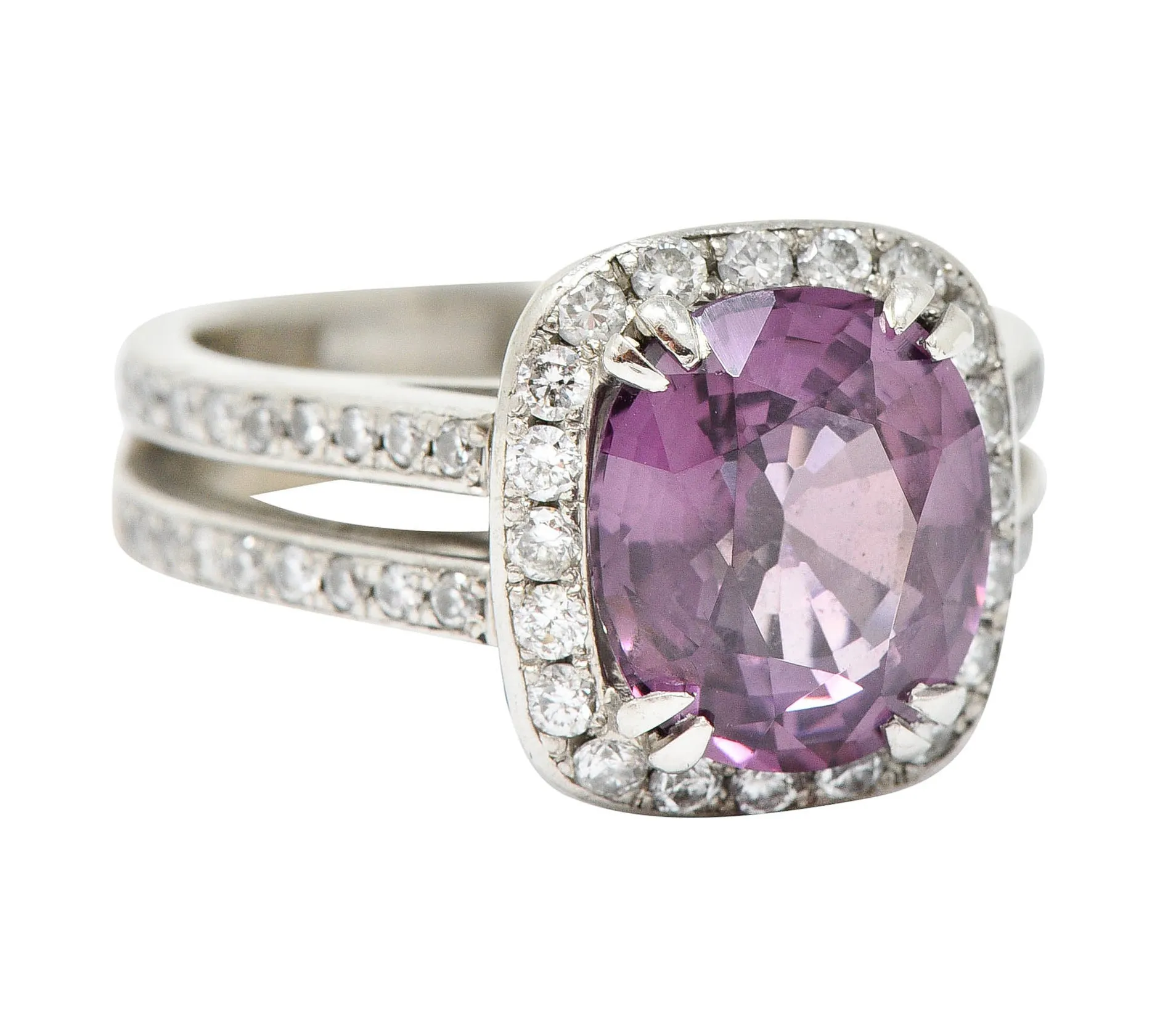 Vintage 4.74 CTW No Heat Spinel Diamond Platinum Cocktail Ring GIA