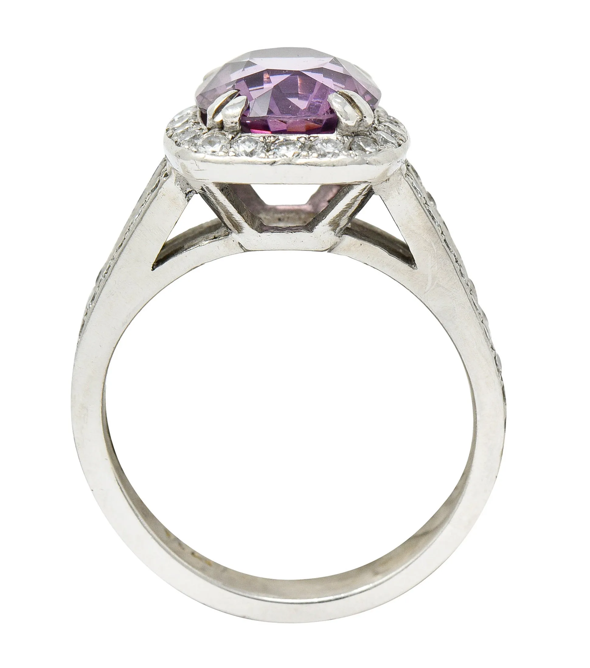 Vintage 4.74 CTW No Heat Spinel Diamond Platinum Cocktail Ring GIA