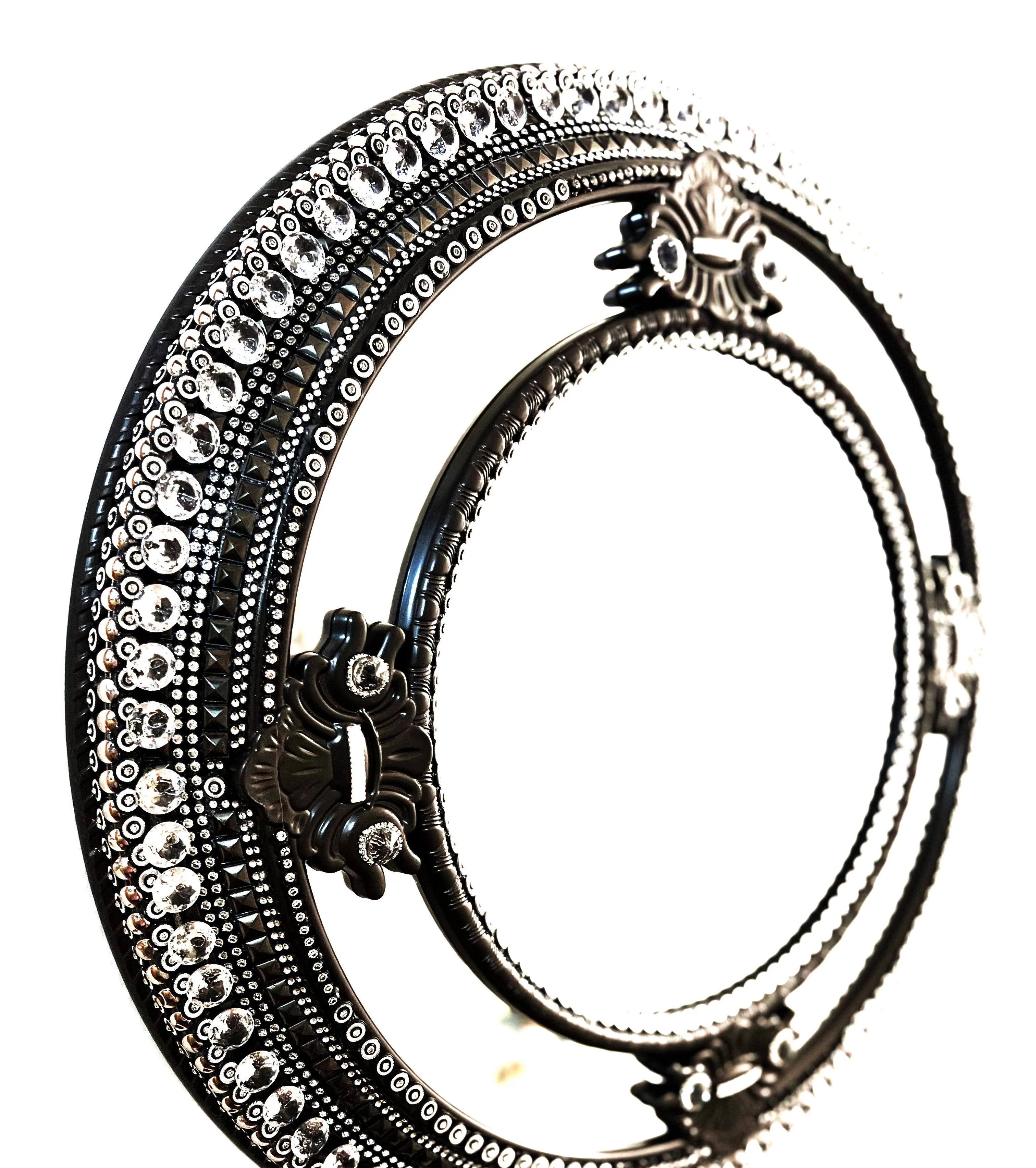 Wall Mirror In Bronze With Crystal Embellishment - 27 X 20