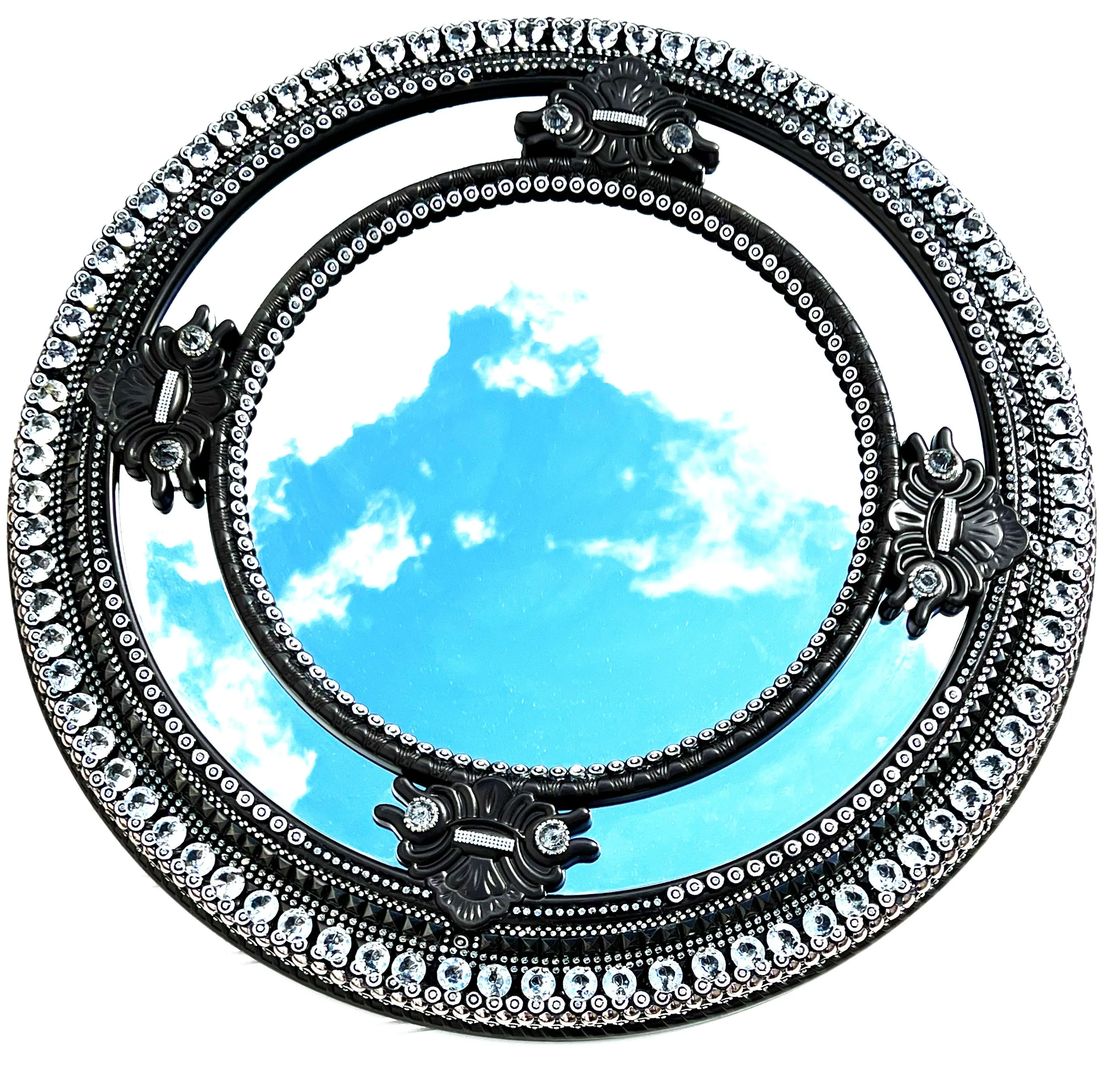 Wall Mirror In Bronze With Crystal Embellishment - 27 X 20