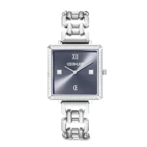 Watch Iconic Cube Sparkling Anthracite Attraction Statement Silver