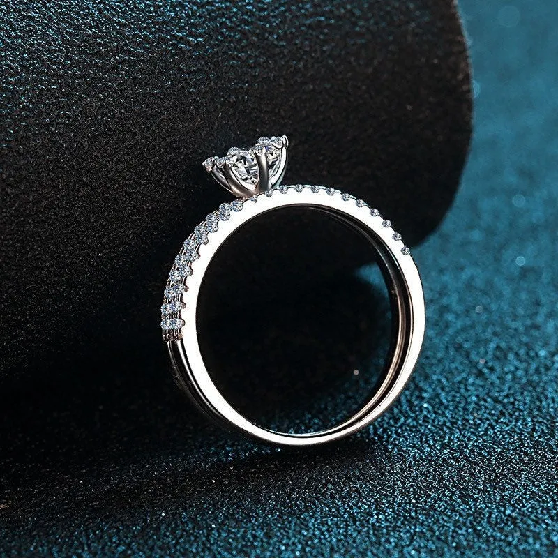 Wedding ring set, Moissanite solitaire Ring Set-RM008