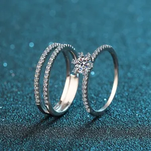 Wedding ring set, Moissanite solitaire Ring Set-RM008