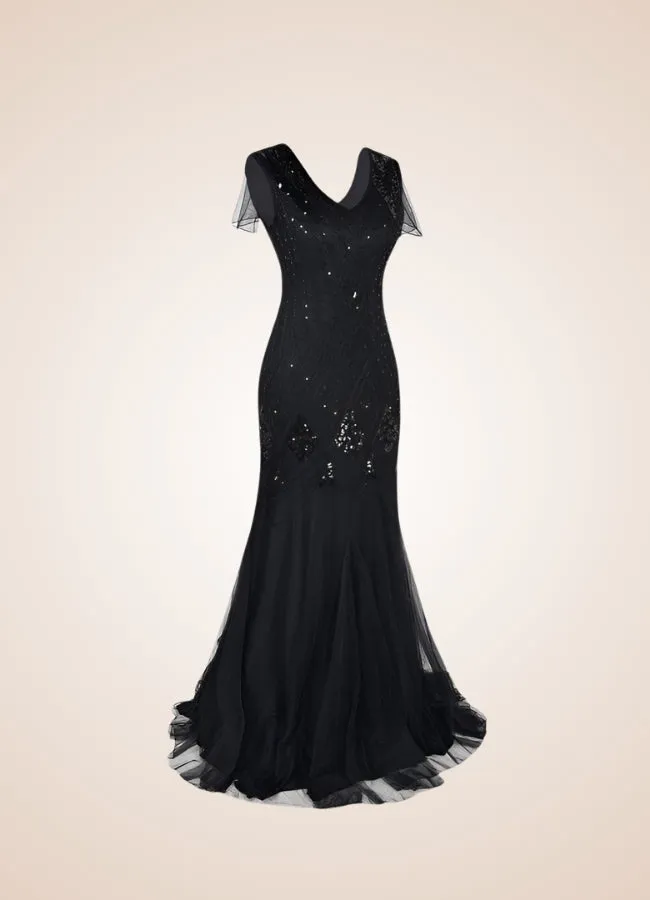 Women's Black Steampunk Long Dress
