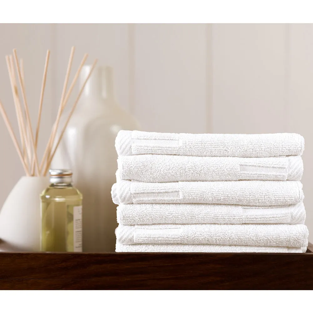 Zenith Collection Stylish Washcloth / 13" X 13" / White / 1 Dozen by The Turkish Towel Company